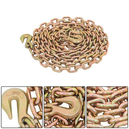 2pcs Transport Bundle Chain Steel Gold 7100lbs G80 3/8in×20ft Heavy Duty W/Hooks
