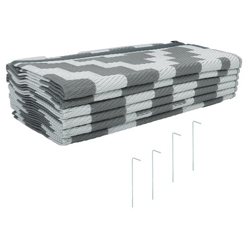 9x12ft Outdoor Plastic Straw Rug For Camping Outdoor Carpet RV Mat Gray & White