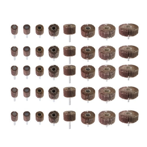 40 Pack 1/4 Inch 80 Grit Cylindrical Shape Sanding Wheels 8 Sizes Flap Wheel Set