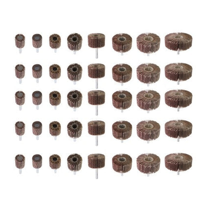40 Pack 1/4 Inch 80 Grit Cylindrical Shape Sanding Wheels 8 Sizes Flap Wheel Set