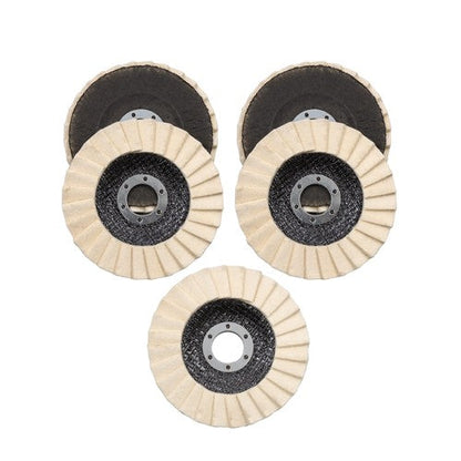 5PCS 4.5"×7/8" Felt Flap Disc Polishing Flap Discs Wool Flap Buffing Wheel Pad
