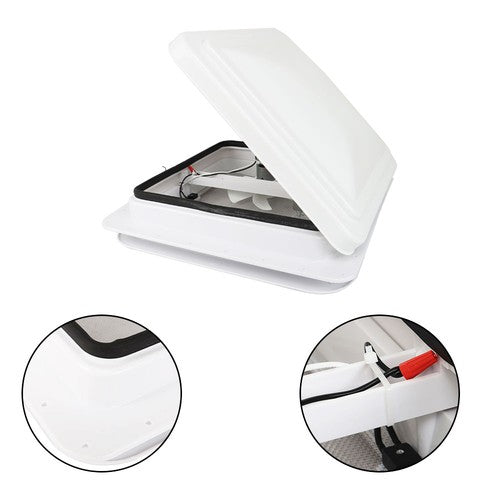 For Camper Trailer Universal White 14" × 14" RV Roof Vent Fan Kit 12V 6" Blades