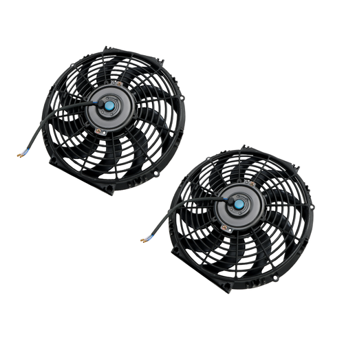 2× 12" Electric Radiator Cooling Slim Fans Push Pull Mount Black For Universal