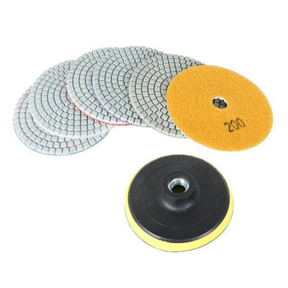 7PCS 4 Inch Set Wet Dry Diamond Polishing Pads For Granite Concrete Marble Stone