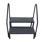 660lbs 2 Step RV Stairs Load Capacity Step Ladder Outdoor RV Steps (w/ Handrail)