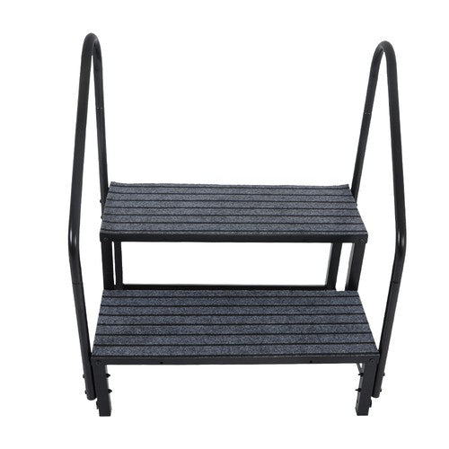 660lbs 2 Step RV Stairs Load Capacity Step Ladder Outdoor RV Steps (w/ Handrail)
