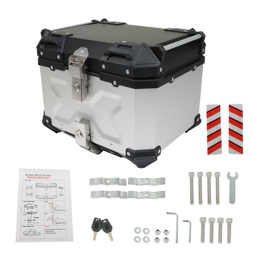 Motorcycle Aluminum Trunk Rear Top Case Luggage Tour Tail Tool Box Lock 45L NEW