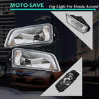 Pair Clear Bumper Driving Fog Light Kit For Honda Accord 4DR Sedan 2003-2007