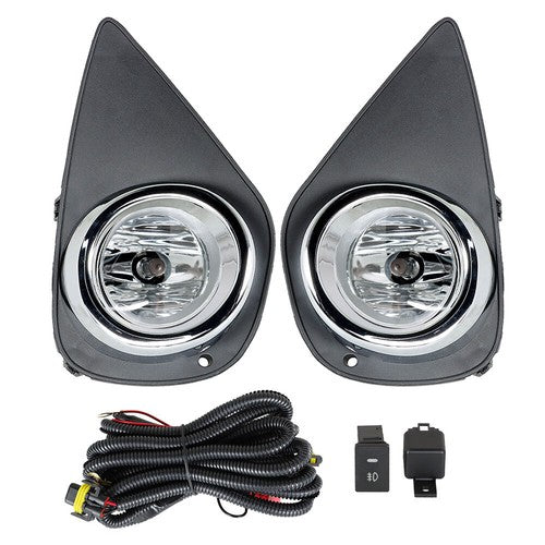 Pair Fog Lights Assembly Wiring+Switch+Cover For 15-16 Toyota Yaris 8122002110