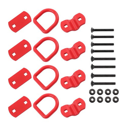 4 Pack 1/2 Inch Heavy Duty Bolt-On Forged D Ring 12000Lbs Break Strength Red