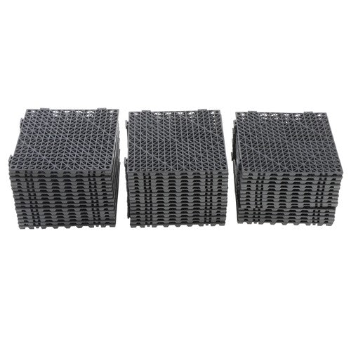 50 Pack Interlocking Deck Tiles PP Drainage Tiles Floor Tiles 12 x 12 inch Black