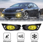For 2009 2010 2011 Honda Civic Sedan Fog Lights W/ Wiring & Switch Yellow Lens