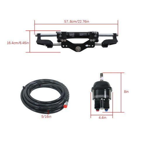 High Performance Hydraulic Steering Kit Single Outboard Engine 350HP Power