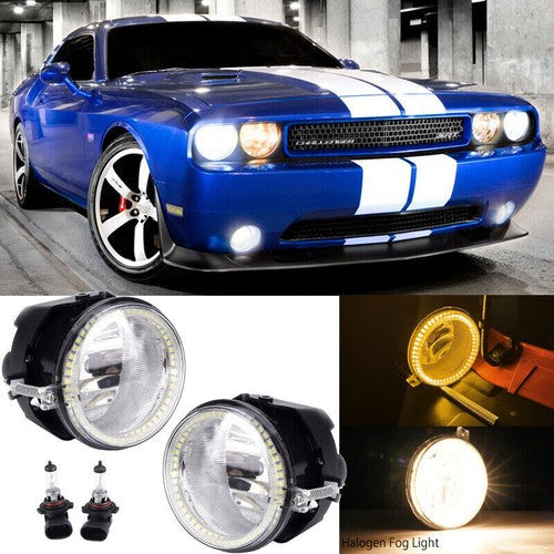 LED Halo Fog Light Lamp Assembly Pair for 2011-2014 for Dodge Challenger