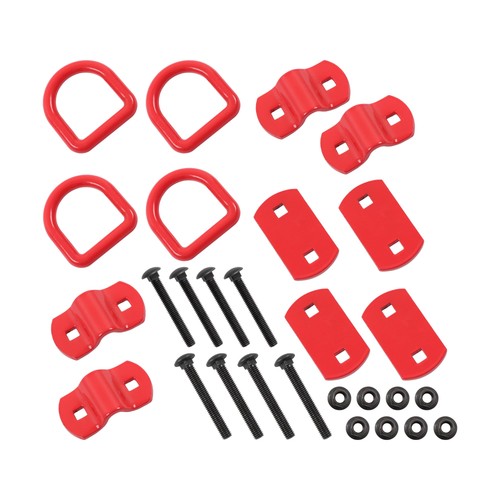 4 Pack 1/2 Inch Heavy Duty Bolt-On Forged D Ring 12000Lbs Break Strength Red