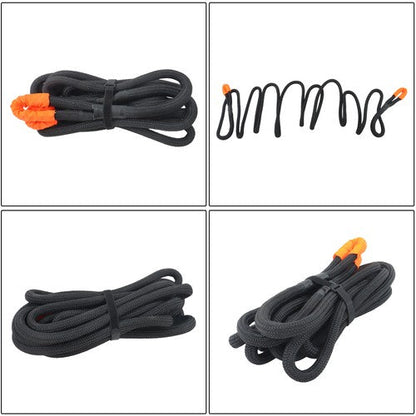 1in × 30ft Kinetic Recovery Rope 34000lbs Tow Rope Recovery Snatch Strap Black