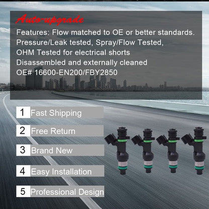 4X Fuel Injector 16600-EN200 For Nissan Versa Sentra NV200 1.8L FBY2850