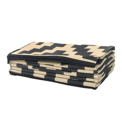 9x12ft Outdoor Plastic Straw Rug For Camping Outdoor Carpet RV Mat Black & Beige