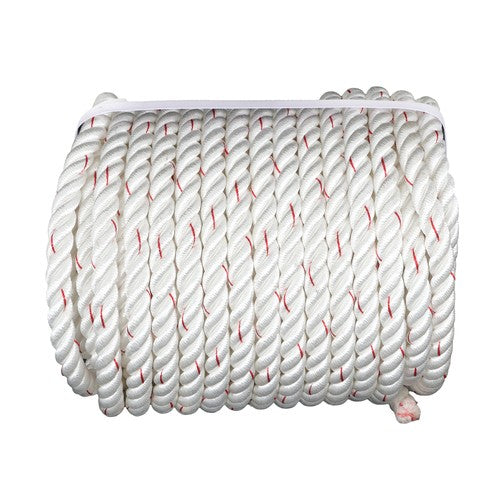 3/4IN x120FT High Strength Braided Rope Breaking Strength 2038 Pounds White Red