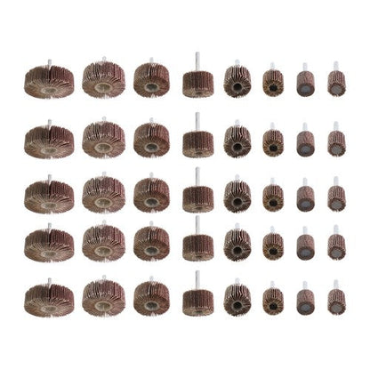 40 Pack 1/4 Inch 80 Grit Cylindrical Shape Sanding Wheels 8 Sizes Flap Wheel Set