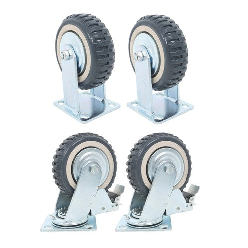 4 pieces of gray PU straight wheel polyurethane swivel wheels 2 straight wheels