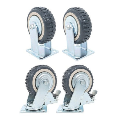 4 pieces of gray PU straight wheel polyurethane swivel wheels 2 straight wheels