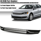 Front Bumper Lower Grille & Fog Light Bezel Cover LH+RH Fit 2012-2015 VW Passat