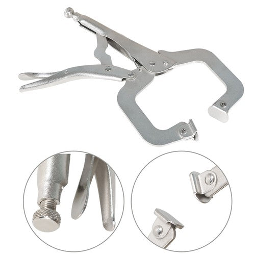 Adjustable C-Clamp Locking Pliers Set 11" Locking Welding With Swivel Pads 6 Pcs