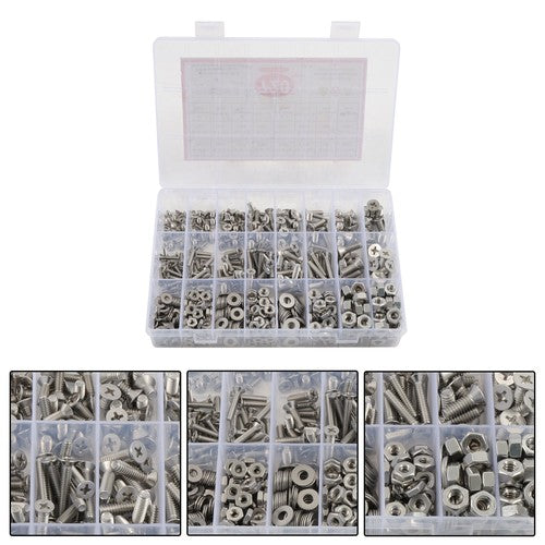 720pcs Nuts And Bolts Assortment Kit Machine Screws #6-32 #8-32 #10-24 #1/4-20
