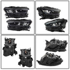 For Grand Cherokee 2021-2024 (w/o Animation & Leveling) Pair Headlamps LED Black