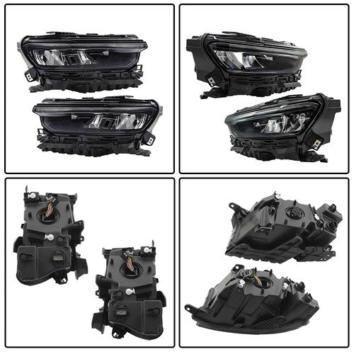 For Grand Cherokee 2021-2024 (w/o Animation & Leveling) Pair Headlamps LED Black