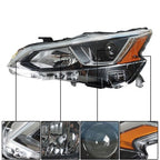 For Nissan Altima 2019-2020 LH+RH Headlight Headlamps Clear Lens Halogen Chrome