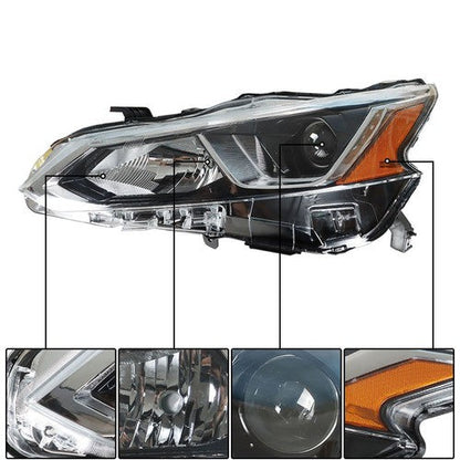 For Nissan Altima 2019-2020 LH+RH Headlight Headlamps Clear Lens Halogen Chrome