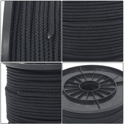 3/16 Inch x 500 Feet Hollow Braid Polypropylene Rope  – Black，750 Pounds