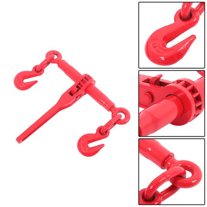 Red 1/4in-5/16in G70 7800lbs W/G70 Grab Hook Adjustable Chain Binders ×2 Steel