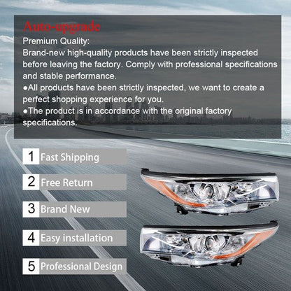 Front Headlights Headlamps For Toyota Highlander 2014-2016 Left+Right Side Clear