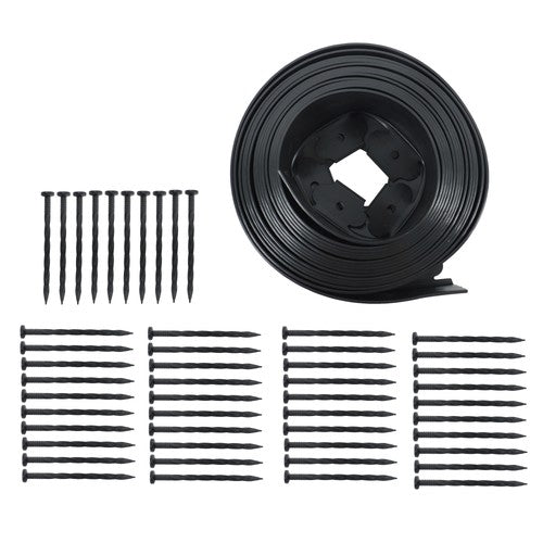 L-shaped 33FT Garden Edge Lawn Grass Stone Isolation Strip 50pc Anchoring Spik
