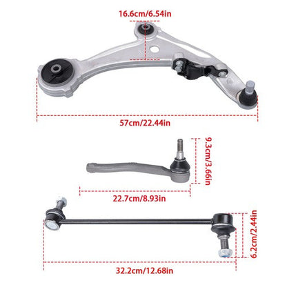 For Nissan Altima 2007-2013 Suspension Kit Lower Control Arms Sway Bar Tie Rod