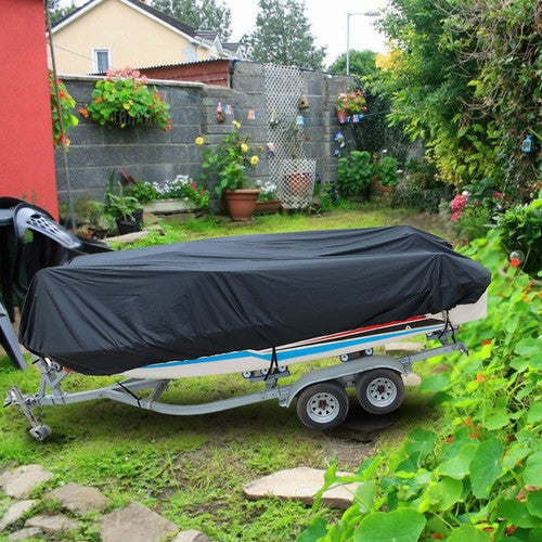 11-13ft Waterproof Heavy Duty Boat Cover V-Hull Runabouts 420D Black