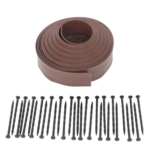 Garden Edging Kit With Anchoring Spikes Plastic No Dig Lawn Border L-shaped Lawn