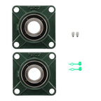 2 × UCF207-20 1-1/4" Bore Pillow Block Flange Bearing 4 Bolt Solid Base