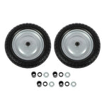 2PCS 14.5x4-8 Solid Wheels w/Toothed Tread, Silver Hub Black&Silver Replace Tire