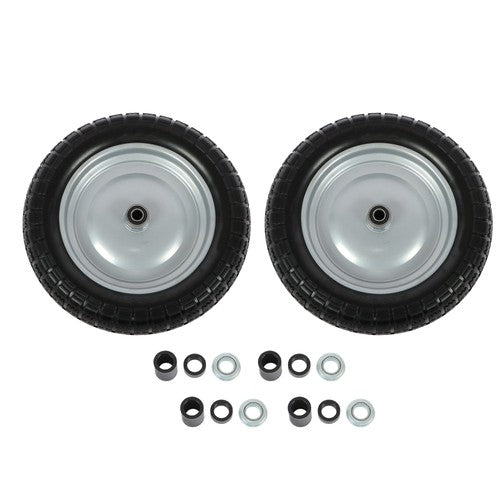 2PCS 14.5x4-8 Solid Wheels w/Toothed Tread, Silver Hub Black&Silver Replace Tire