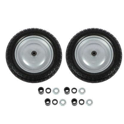 2PCS 14.5x4-8 Solid Wheels w/Toothed Tread, Silver Hub Black&Silver Replace Tire