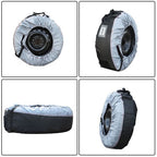 Tyre Cases+Tyre Bags Car Cover 4Pcs New W/ Handheld For Gray 420D And Black 600D