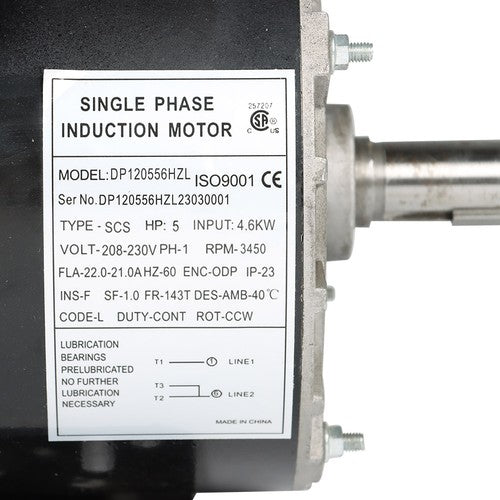 5HP ODP Compressor Duty Electric Motor 1Phase 3450RPM 56HZ Frame 7/8" Shaft 230V