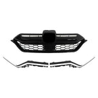 For Honda CR-V 2020-2022 Plastic Front Bumper Grille w/ 2pcs Chrome Trim Strip