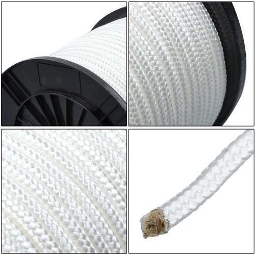 3/8 Inch Nylon Rope 250 Foot Sturdy Spool Nylon Solid Braid Rope White