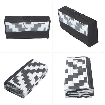 8x10ft Waterproof Outdoor Rug Outdoor Plastic Straw Rug For Camping Black&White