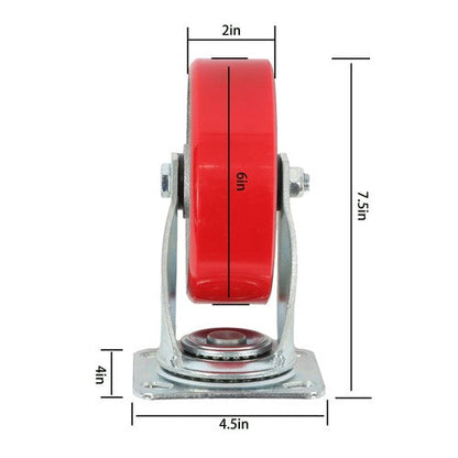 6" × 2" Tilt Casters Heavy Duty Swivel Caster Wheel 1250 Lbs Industrial Casters